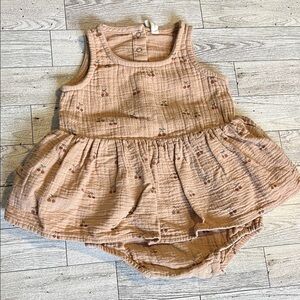 Quincy Mae Cherry Print Blush 100% Cotton Cottagecore Boho Dress